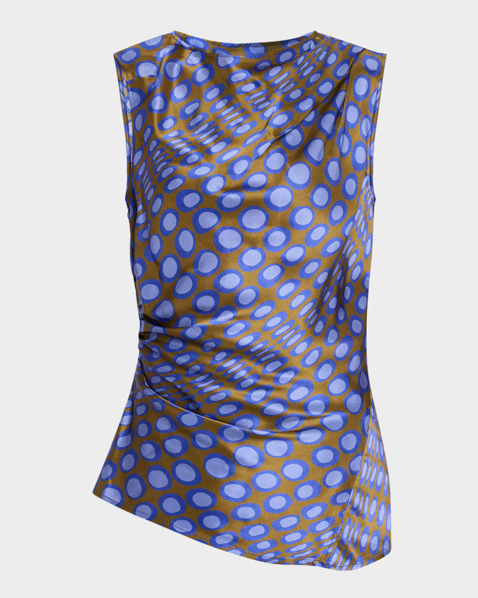 Wiggle Dot Asymmetric Draped Sleeveless Top